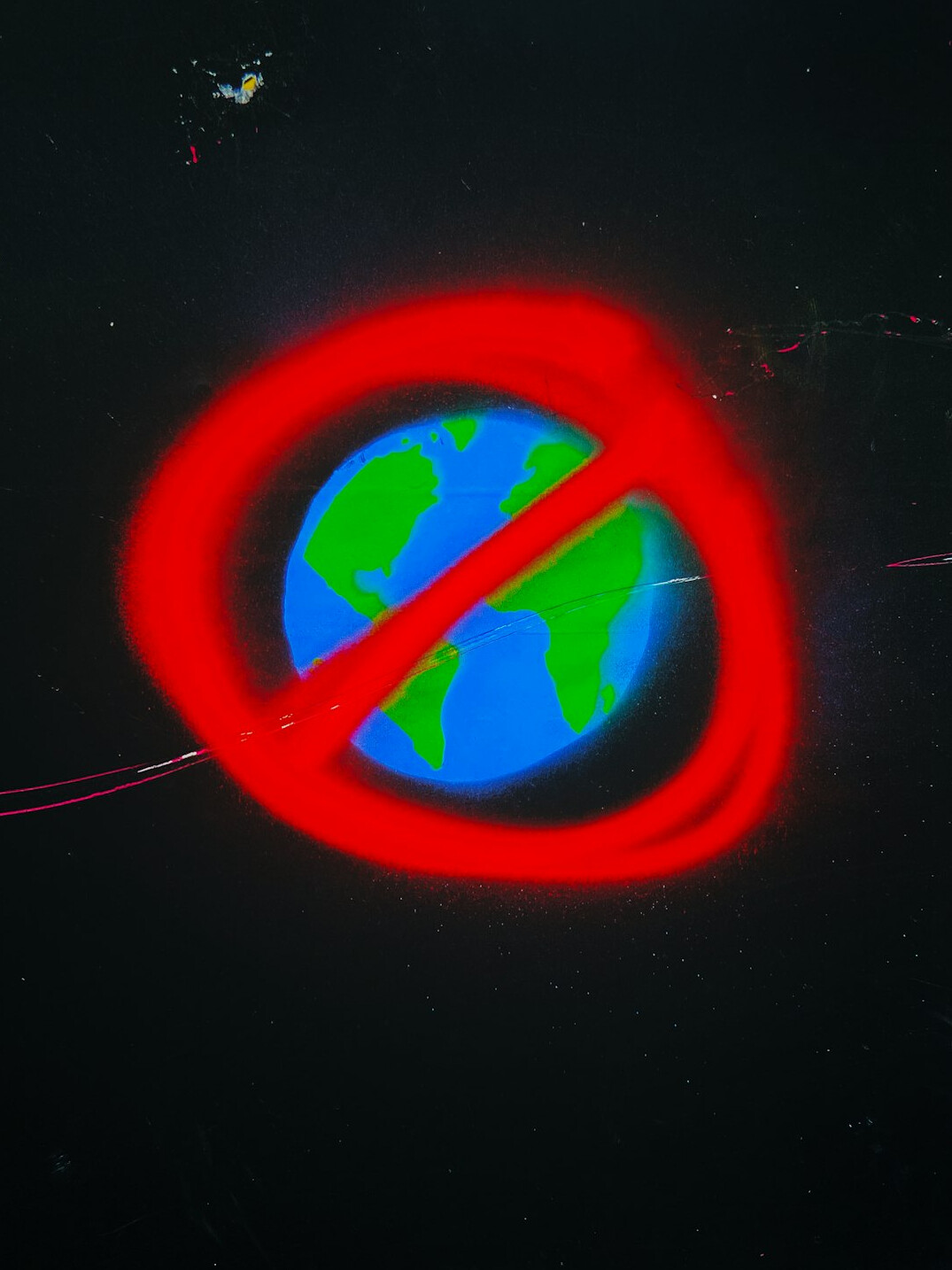 Glowing global network lines over Earth